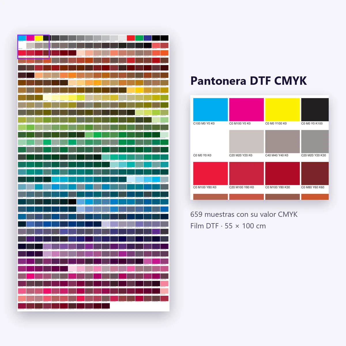 Pantonera DTF CMYK (55 × 100 cm)
