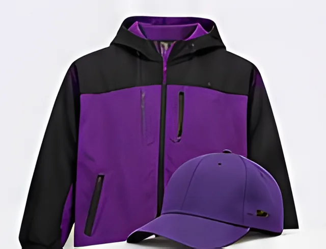 Chaqueta de trabajo y gorra moradas personalizadas